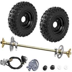 Togarhow 740mm 29 inch Go Kart Rear Axle Assembly Complete Wheel Hub Kit & 13 * 5-6 Wheel Tires With Rim & Brake Assembly & T8F Chain Suitable for DIY Go Kart Quad, Trike, Drift Bikes