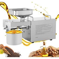 CGOLDENWALL 1200W Household Commercial Automatic Oil Press Machine Nuts Seeds Oil Presser Pressing Machine Cold Press Hot Pressing machine Stainless Steel with industrial motor 110V