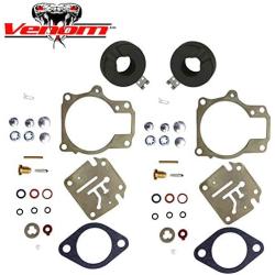 2 (Twin) Pack Deluxe Venom Brand Carburetor Carb Rebuild Repair Kit FLOAT Compatible With Johnson Evinrude MANY 18 20 25 28 30 35 40 45 48 50 55 60 65 70 75 HP Outboard Motors (SEE CHART For Fitment)