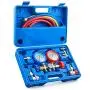 Jeu de Manomètres AC Orion Motor Tech pour R134a R12 R22 R502, Jeu de 3 Manomètres Automobiles avec Indicateurs Anti-Choc, Flexibles et Raccords, Bouchon Puncheur pour Recharge Freon, Boîtier Bleu Jeu de Manomètres AC Orion Motor Tech pour R134a R12 R22 R502, Jeu de 3 Manomètres Automobiles avec Indicateurs Anti-Choc, Flexibles et Raccords, Bouchon Puncheur pour Recharge Freon, Boîtier Bleu