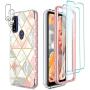 [5 Items] Jeylly Moto G Pure (2021) Case + 2 Pack Tempered Glass Screen Protector + 2 Pack Camera Lens Protector, Slim Fit Hybrid Flexible TPU Tough Phone Cover for Moto G Pure Case, Rose Gold
