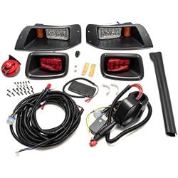 MiKaFex LED Headlights and Tail Light Kits for EZGO TXT 1996-2013 Gas & Electric Carts, 12V Street Legal Lights Kit with Turn Signal Wiring Harness