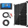 Apowery Solar Panel Kit 12V Monocrystalline,Battery Maintainer +10A Solar Charge Controller + Extension Cable with Battery Clips O-Ring Terminal for RV Marine Boat Off Grid System (20W)