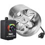 iPower GLFANXBOOSTER8CTRLV1 8 Inch 420 CFM Booster Fan Inline Duct Vent Blower with Variable Speed Controller Adjuster,Low Noise,Silver