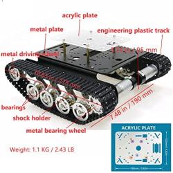 Processional Shock Absorption Robot Tank Car Chassis with DC Encoder Motor for Arduino / Raspberry Pie, Tracked Suspension Absorbing Vehicle, Remote Control Track Crawler Damping Vibration Caterpillar