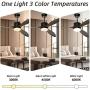 Obabala Outdoor Ceiling Fan with Light and Remote 52” Wood Ceiling Fan Black with LED Lights for Patios,Reversible DC Motor