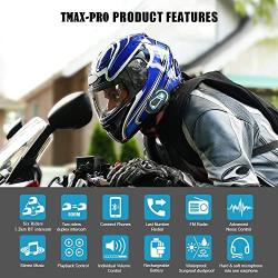Motorcycle Communication System for 6 Riders Group Intercom,FreedConn T-MAX Helmet Bluetooth Headset for Motorbike Skiing (Range 1500m,Waterproof,FM Radio,Voice Prompt,1 Pack)