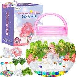 Unicorn Terrarium Kit for Kids, Unicorns Gifts for Girls 4-10 Year Old, DIY Unicorn Toy Idea Girl Birthday Presents 5-9 Year Old, Light-up Kid Arts & Crafts Kits Toys for Girls Age 6-12