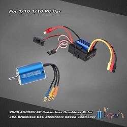 GoolRC 2838 4500KV 4P Sensorless Brushless Motor & 35A Brushless ESC Electronic Speed Controller for 1/14 1/16 1/18 RC Car