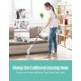LyriFine Electric Spin Scrubber, Electric Cleaning Brushes with Extendable Handle and 4 Replaceable Brush Heads, Electric Scrubber with 1.5 Hrs Long Worktime for Shower Bathroom Tub Tile Floor,White