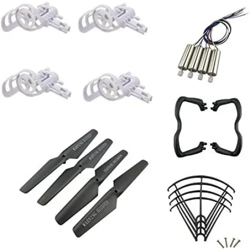 Upgraded Spare Parts for Syma X5 X5C X5C-1 RC Mini Quadcopter Drone Motors Main Blade Propellers Motor Base Propeller Protectors Blades Frame Landing Skid Included Mounting Screws Set Black