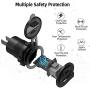 [ 2 +1 Pack] USB C Car Charger Socket, Qidoe 48W Dual PD USB-C & QC 3.0 USB Outlet with LED Voltmeter and ON/Off Switch Fast Car Charger Adapter for 12V/24V Car, Boat, RV, Truck, Golf, Motorcycle
