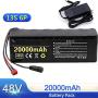 Jieoto 48V 20AH Ebike Battery Waterproof PVC Lithium-ion Battery Pack High Capacity Lithium Battery for 1000W 700W 500W 350W 250W Motor with BMS Protection and Charger
