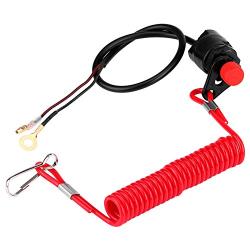 Acouto Kill Switch with Lanyard Outboard Motorcycle ATV Lawn Mowers 12VDC Emergency Engine Kill Stop Switch with Tether Lanyard Cord Handlebar Engine Start Stop Kill Button Switch Universal