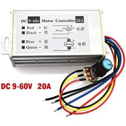 CHIXIA 20A Motor Speed Controller DC 29V 12V 24V 48V 60V PWM Motor Speed Controller Regulator Driver 20A 0-1200W Adjustable Current-Silver 20a