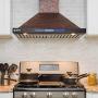 AKDY Wall Mount Range Hood - Embossed Copper Hood Fan for Kitchen - 4-Speed Professional Quiet Motor - Premium Touch Control Panel - Elegant Vine Design - Dishwasher Safe Baffle Filters (30 in.)