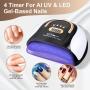 256W High-Power UV LED Nail Lamp with 4 Timer Settings, Automatic Sensor & Smart Display - Fast Gel Polish Curing, Purple & Black Design, Ergonomic Handle for Professional Manicures