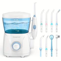 Gifts for Mother's Day, Sawgmore Water Dental Flosser for Teeth/Braces, Water Teeth Cleaner 8 Jet Tips And 10 Adjustable Pressures, Electric Tooth Water Floss for Cleaning And Braces Cleaning, 20.29oz Large Water Tank Oral Irrigator for Family