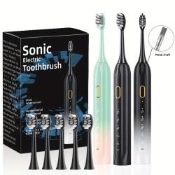 Sonic Electric Toothbrush With USB Charging, Couples With Replaceable Head Metal Shaft Electric Toothbrush For Adults, Men And Women, Smart Timer And 5 Replacement Brush Heads