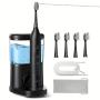 AGPTEK Professional Flossing Toothbrush, Electric Toothbrush with Water Flosser Combo, 5 Modes Teeth Cleaner, 5 Water Pressure Oral Irrigator, 16.91oz Water Tank for Home, Portable Tube for Travel