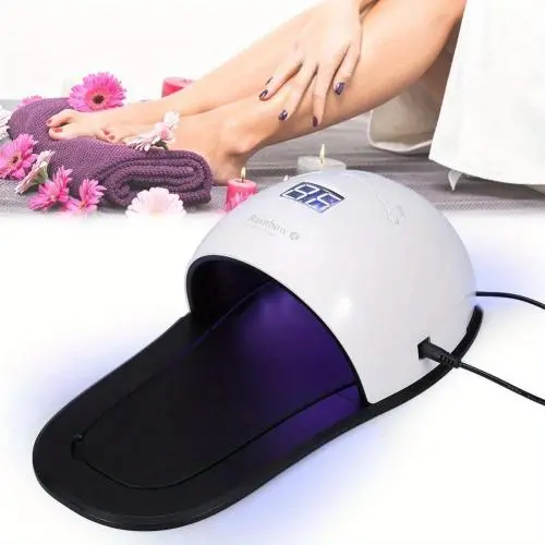48W LED Nail Lamp, Nail UV Gel Polish Quick Drying Curing Dryer Machine Manicure Pedicure Nail Art Tool with Foot Pads (White)