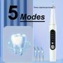 Electric Teeth Cleaner, Teeth Cleaner Set with 5 Cleaning Modes, 3 Replacement Heads, LED Light, USB Rechargeable, Ideal for Home, Outdoor, and Camping Use