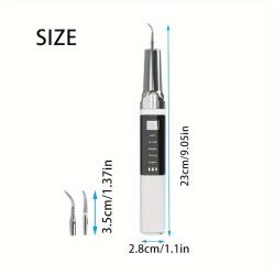 1pc Rechargeable Electric Tooth Cleaner with 5 Speed Modes, LED Light, USB Charging, Mirror, 2 Interchangeable Tips, Tartar Cleaner for Crevice Cleaning and Stain Removal