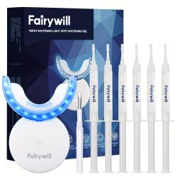 Fairywill Teeth Whitening Kit LED Light W/22%, Teeth Whitening Light with 6 Carbamide Peroxide Teeth Whitening Gel for Sensitive Teeth, Easy to Use