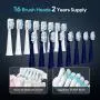[Sonic Electric Toothbrush] 2pcs Sonic Electric Toothbrush - Adult with 16 Brush Heads, Long Battery Life, Fast Charging, 6 Cleaning Modes, Smart Time Reminder, Valentine's Day Gift