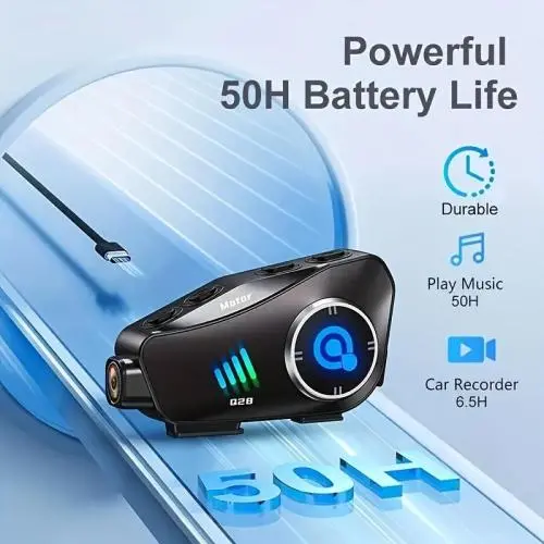 Caméra Intégrée au Casque Moto Q28 avec Casque Sans Fil – Vidéo 1080P HD, IPX-6, Charge USB-C, Autonomie 50H, Contrôle Vocale, Fonction d'Enregistreur de Voiture Caméra Intégrée au Casque Moto Q28 avec Casque Sans Fil – Vidéo 1080P HD, IPX-6, Charge USB-C, Autonomie 50H, Contrôle Vocale, Fonction d'Enregistreur de Voiture