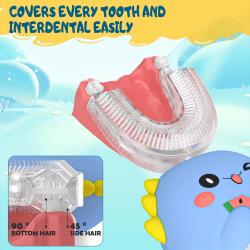 Youngsters' Dinosaur Electric Toothbrush with Smart Timer, 3-Sided Brush Head for Effective Oral Care, USB Rechargeable, Soft Bristles, Fun Cartoon Design - Pink