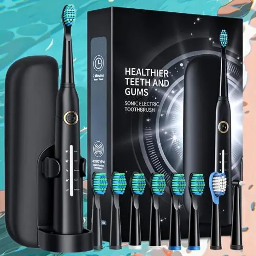 Nettoyage en Profondeur des Dents, Brosse à Dents Électrique Intelligente pour Adultes avec 8 Têtes de Brosse, Technologie Ondes Sonores pour un Action de Nettoyage à 40 000 Vibrations par Minute, 5 Modes de Nettoyage, Batterie Rechargeable pour Jusqu'à 4 Nettoyage en Profondeur des Dents, Brosse à Dents Électrique Intelligente pour Adultes avec 8 Têtes de Brosse, Technologie Ondes Sonores pour un Action de Nettoyage à 40 000 Vibrations par Minute, 5 Modes de Nettoyage, Batterie Rechargeable pour Jusqu'à 4