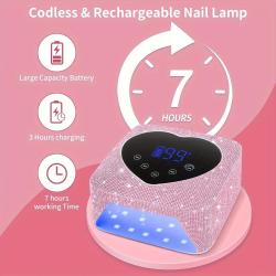 Rechargeable 72W Cordless Nail Lamp - Fast Drying, 5 Timer Settings, Touch Control & Auto Sensor - Ideal for Gel Nail Polish, Salon-Quality Nails at Home