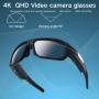 4K HD Camera Glasses, Video Smart Glasses, UHD Sports Camera, Body Camera, Cycling Recorder Camera, 2-hour Video Recording Time, Bike Surveillance Video Recorder Action Cam Glasses, Motorcycle, Car, Fishing, With 64GB Storage Card.Black