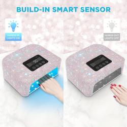 Sparkly Cordless UV Nail Lamp for Gel Nails – Rechargeable LED Nail Dryer with 4 Timer Modes, Salon-Quality Light Relax, Anti-UV Gloves Included, Perfect for DIY Manicures at Home