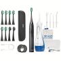 Seago Water Flosser with Rechargeable Electric Toothbrush Adults Sonic Tooth Brush 8 Pieces Brush Heads Oral Dental Irrigator 5 Nozzle Tips White Black Home Gift