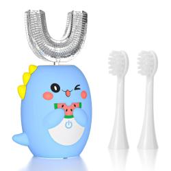 Youngsters' Dinosaur Electric Toothbrush with Smart Timer, 3-Sided Brush Head for Effective Oral Care, USB Rechargeable, Soft Bristles, Fun Cartoon Design - Pink