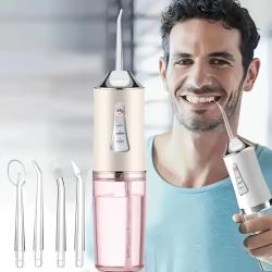 Smart Chip Electric Water Wiper - 360-degree Rotatable Nozzle Mouth Doucher for Deep Tooth and Gum Cleaning - Coral Powder and Mint Green Pearl White Christmas Gift