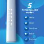 [Electric Toothbrush Water Floss Combo] 8 Brush Heads Rechargeable Electric Toothbrush - Water Floss Combination Kit with 5 Nozzles, Oral Doucher, White Home Kit
