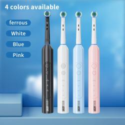 2 Pack Adult Electric Toothbrush Small Round Head Swivel Clean Rechargeable Electric Toothbrush with 8 Replacement Toothbrush Heads