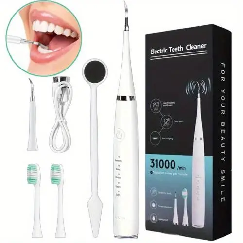 2025 New Tooth Cleaner, USB Electric Toothbrush Cleaning Kit, Multiple Accessories, Travel Carrying Case, Hassle-Free Travel, Great Gifts
