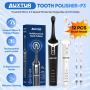 AUXTUR Tooth Polisher, Rechargeable Tooth Whitening Kit For Teeth Cleaning And Whitening, 2 Set Replacement Polishing Brush Heads(12pcs), 5 Speed Modes, Room Decor, Best Gift For Mother'S Day & Father'S Day, Gifts For Him/Her/Husband/Boyfriend